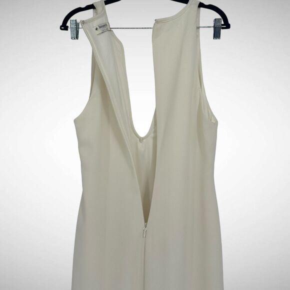 House of CB Eleanora Ivory Plunge Neck Bridal Maxi Dress Size Large Cocktail - Picture 7 of 13